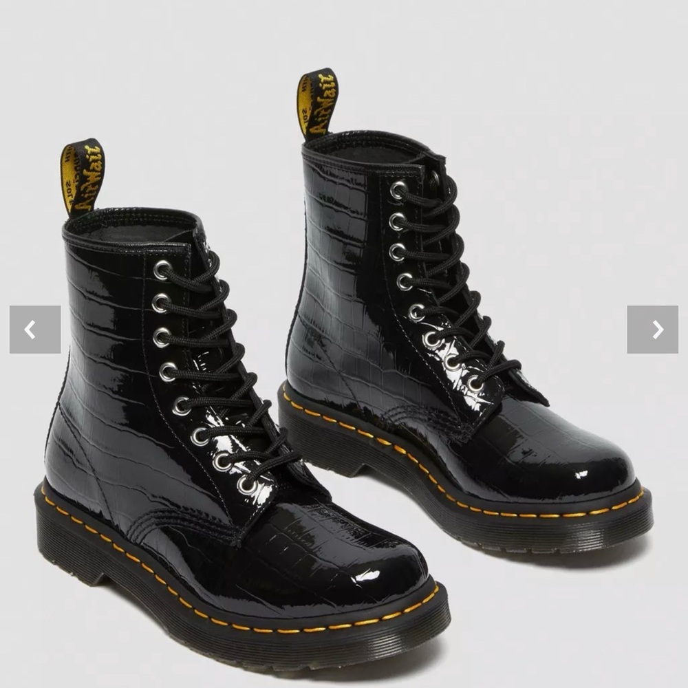 Dr. Martens Glossy Black Croc Boots